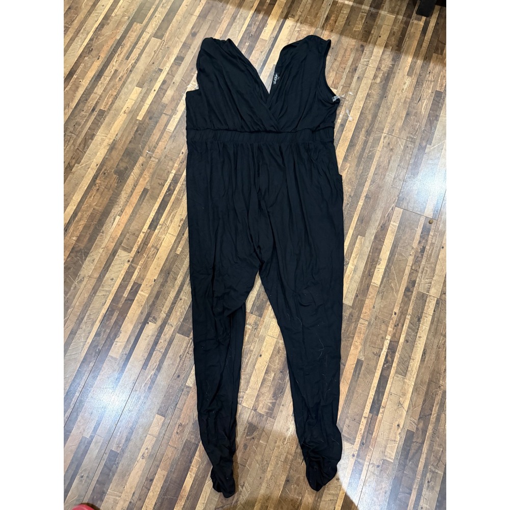 Curvy Sense Jumpsuit Women 3X Black NEW Sleeveless Surplice V-Neck Tapered Leg